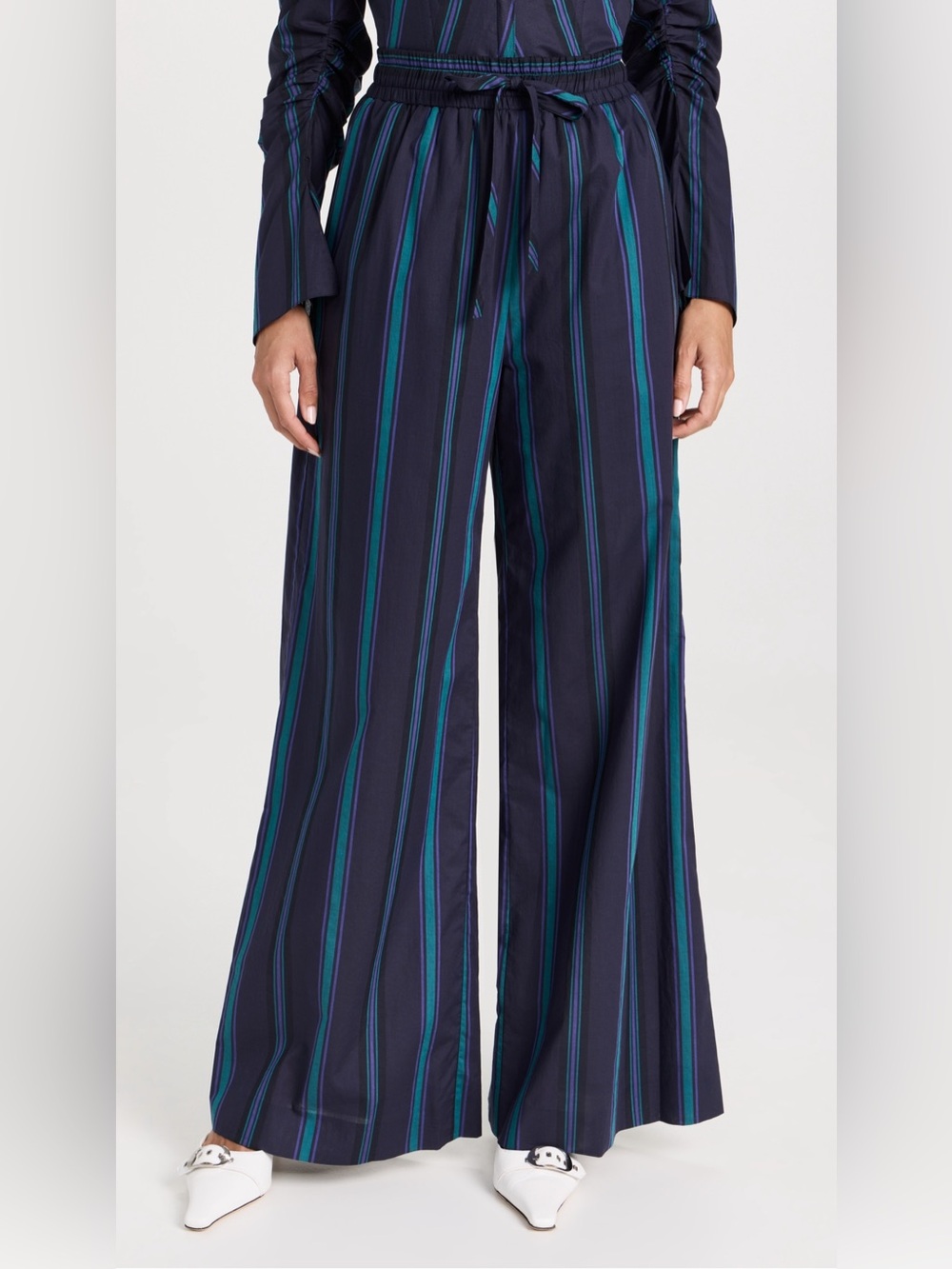 NWT Prabal Gurung Striped Wide Leg Pajama Style Pants in Blue Size 2
